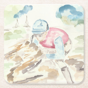 Dessous-de-verre Carré En Papier Jockey sur cheval
