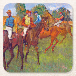 Dessous-de-verre Carré En Papier Jockeys et chevaux de course, Edgar Degas