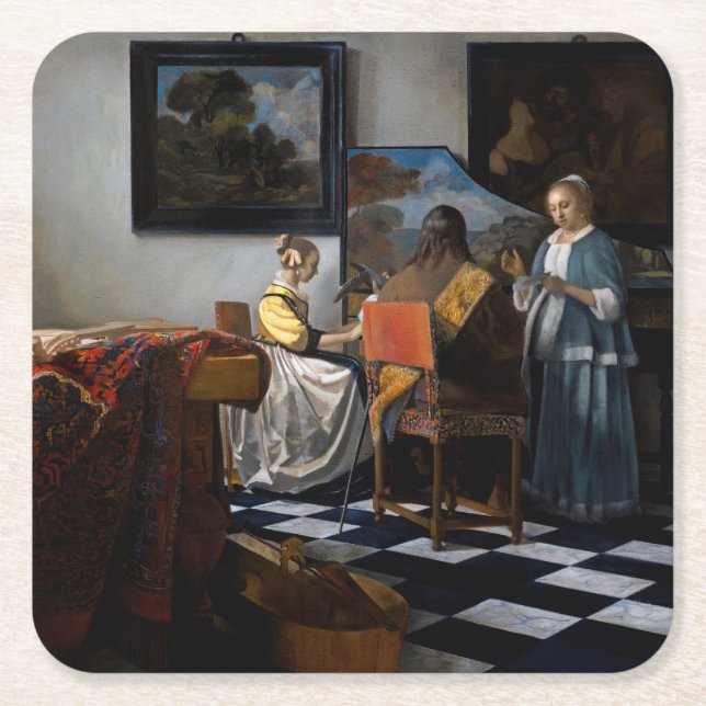 Dessous-de-verre Carré En Papier Johannes Vermeer - Le Concert (Devant)