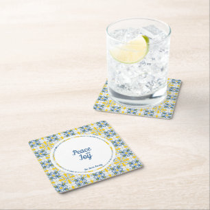 Dessous-de-verre Carré En Papier Joli cadre de tuiles portugaises pour Noël en fami