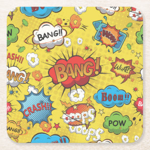 Dessous-de-verre Carré En Papier Joli Coloré Cartoon Voix Bubbles Carré