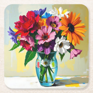 Dessous-de-verre Carré En Papier Joli dessin d'art floral