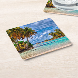 Dessous-de-verre Carré En Papier Joli été Hawaiian Beach Aquarelle