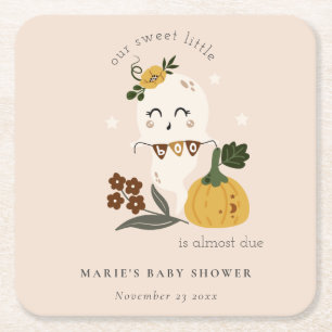 Dessous-de-verre Carré En Papier Joli Halloween Blush Ghost Little Boo Baby shower