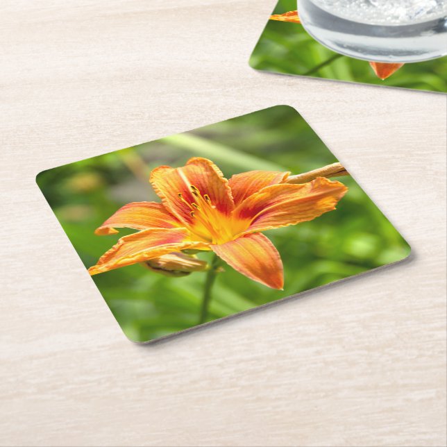 Dessous-de-verre Carré En Papier Jolie grande fleur Lily photo (Incliné)