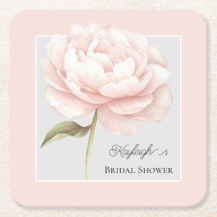 Dessous-de-verre Carré En Papier Jolie Rose Blanche Rose Fleur Mariage 