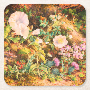 Dessous-de-verre Carré En Papier Jolies fleurs de pétunias vintage peinture florale