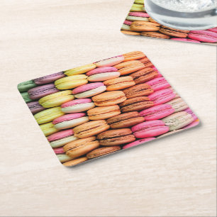 Dessous-de-verre Carré En Papier Jolis Macarons Colorés