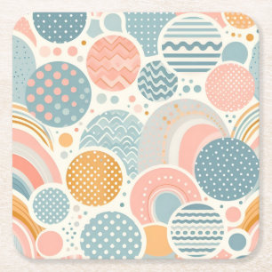 Dessous-de-verre Carré En Papier Jouer Motif de Doodle géométrique