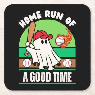 Dessous-de-verre Carré En Papier Joueur de baseball fantôme Halloween