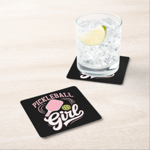 Dessous-de-verre Carré En Papier Joueuse de pickleball fille