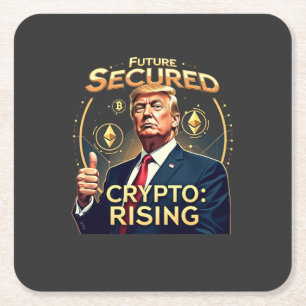 Dessous-de-verre Carré En Papier Jour d'investiture de Trump en hausse crypto sécur