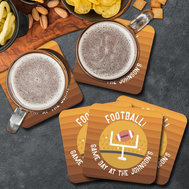 Dessous-de-verre Carré En Papier Jour du match droit de football (Football Upright Game Day Square Paper Coasters)