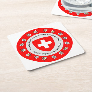 Dessous-de-verre Carré En Papier Jour national suisse Drapeau Edelweiss