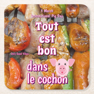 Dessous-de-verre Carré En Papier Journée internationale du porc
