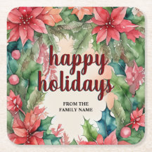 Joyeuse couronne verte et rouge Poinsettia vacance