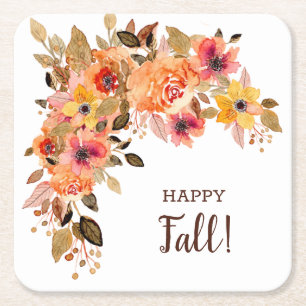 Dessous-de-verre Carré En Papier Joyeuses fleurs de fleurs automnales