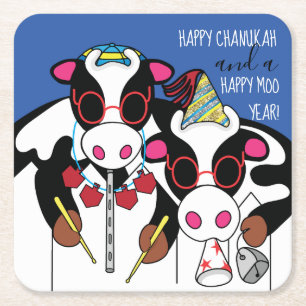 Dessous-de-verre Carré En Papier Joyeuses vaches Chanukah
