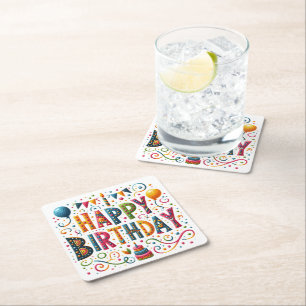 Dessous-de-verre Carré En Papier Joyeux Anniversaire