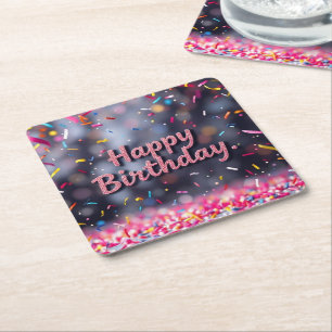 Dessous-de-verre Carré En Papier Joyeux Anniversaire Colorful Confetti & Sweets