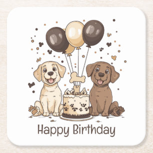 Dessous-de-verre Carré En Papier Joyeux Chiens du Labrador Retriever