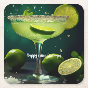 Dessous-de-verre Carré En Papier Joyeux Cinco de Mayo Margarita avec Limes Custom