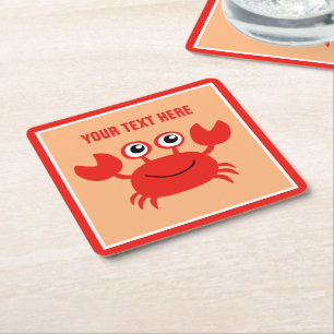 Dessous-de-verre Carré En Papier Joyeux Crabe dessous de verre personnalisés
