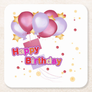 Dessous-de-verre Carré En Papier Joyeux Dessous de verre d'anniversaire