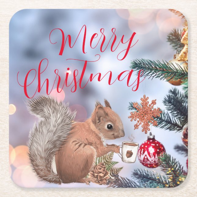 Dessous-de-verre Carré En Papier Joyeux Dessous de verre en papier de Noël (Devant)