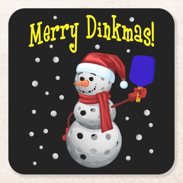 Dessous-de-verre Carré En Papier Joyeux Dinkmas - Snowman (Devant)