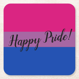 Dessous-de-verre Carré En Papier Joyeux drapeau bisexuel de fierté