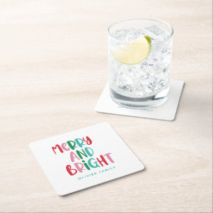 Dessous-de-verre Carré En Papier Joyeux et lumineux rétro coloré Noël Ki