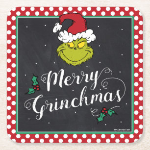 Dessous-de-verre Carré En Papier Joyeux Grinchmas Fête de fin d'année du Grinch