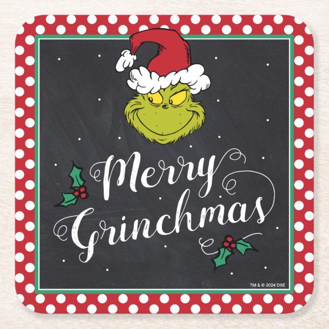 Dessous-de-verre Carré En Papier Joyeux Grinchmas | Grinch Holiday Party (Devant)