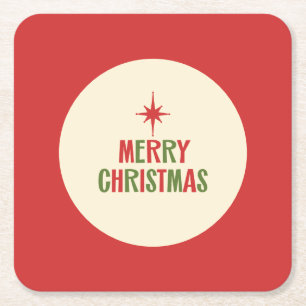 Dessous-de-verre Carré En Papier Joyeux Noël au Moyen-siècle Retro les années 50 Cu