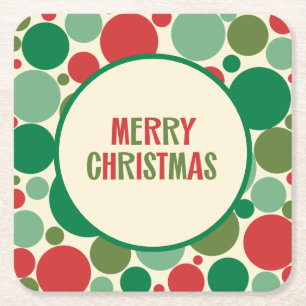 Dessous-de-verre Carré En Papier Joyeux Noël Joyeux et Doté du milieu du siècle de 