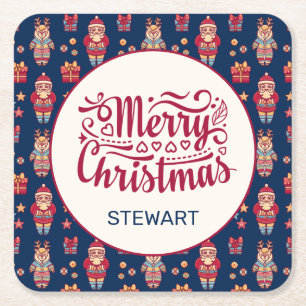 Dessous-de-verre Carré En Papier Joyeux Noël personnalisé