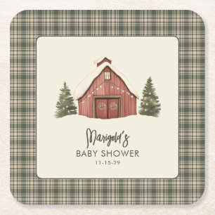 Dessous-de-verre Carré En Papier Joyeux petit Noël Rustique Baby Shower
