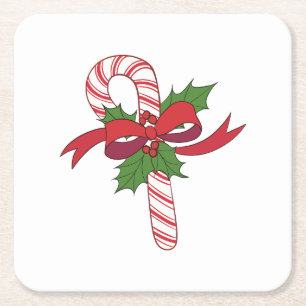 Dessous-de-verre Carré En Papier Joyeux Sucre de canne de Noël