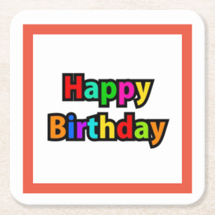 Dessous-de-verre Carré En Papier Joyeux texte d'anniversaire