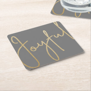 Dessous-de-verre Carré En Papier JOYFUL Gold Faux Fhuile sur gris