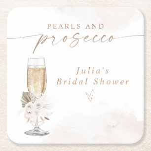 Dessous-de-verre Carré En Papier JULIA Bohème Floral Perles & Prosecco Enterrement