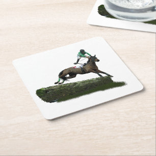 Dessous-de-verre Carré En Papier Jumper Horse & Jockey Dans Dessous de verre Livre