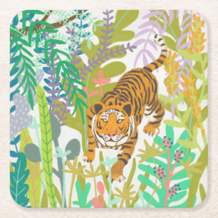 Dessous-de-verre Carré En Papier Jungle Roar - Tigre