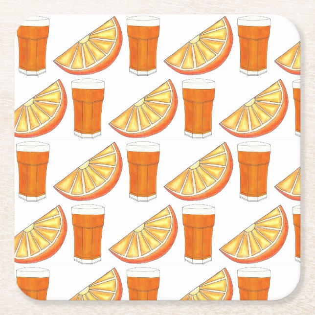 Dessous-de-verre Carré En Papier Jus d'agrumes frais pressé JO tranche de fruits d' (Devant)
