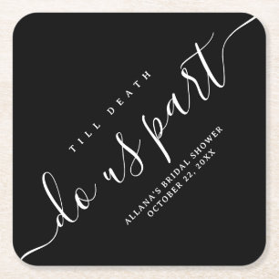 Dessous-de-verre Carré En Papier Jusqu'à ce que la mort nous sépare Noir et Blanc