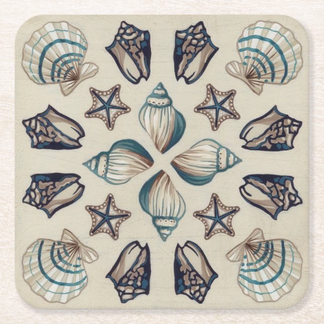 Dessous-de-verre Carré En Papier Kaleidoscope côtier I (Devant)