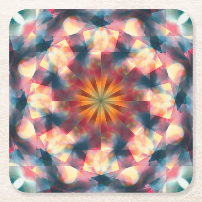 Dessous-de-verre Carré En Papier Kaleidoscopique Prismatique Mandala (Devant)