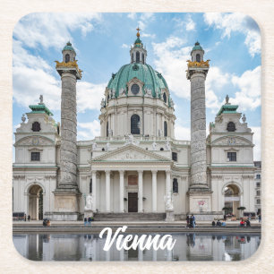 Dessous-de-verre Carré En Papier Karlskirche à Vienne, Autriche