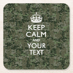 Dessous-de-verre Carré En Papier KEEP CALM PERSONNALISÉ ET VOTRE Camo Numérique De 